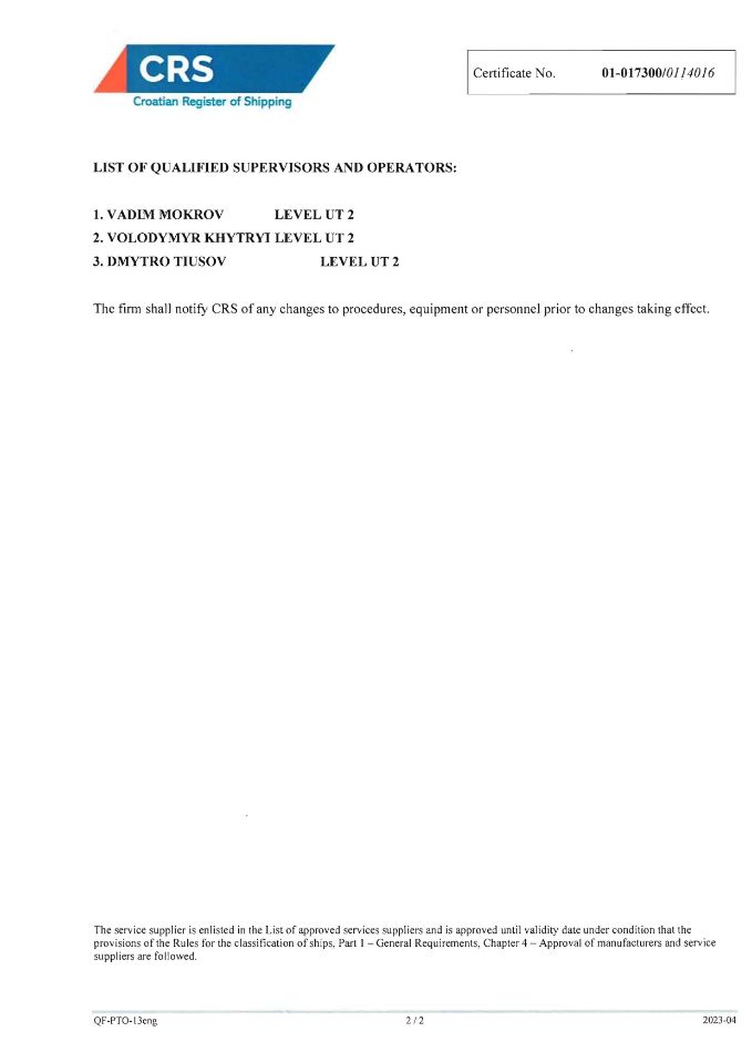 Thickness testing 2/2